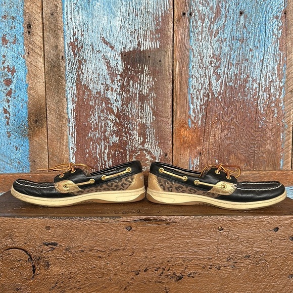 Sperry Top Sider Black Cheetah Print Loafer Size 8 - Picture 9 of 11
